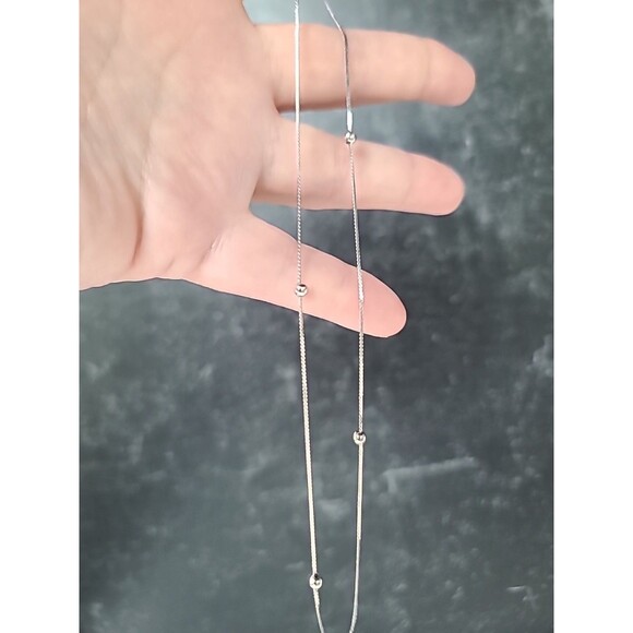 Italian 925 Sterling Silver Satellite Chain Necklace Vintage - Picture 2 of 10